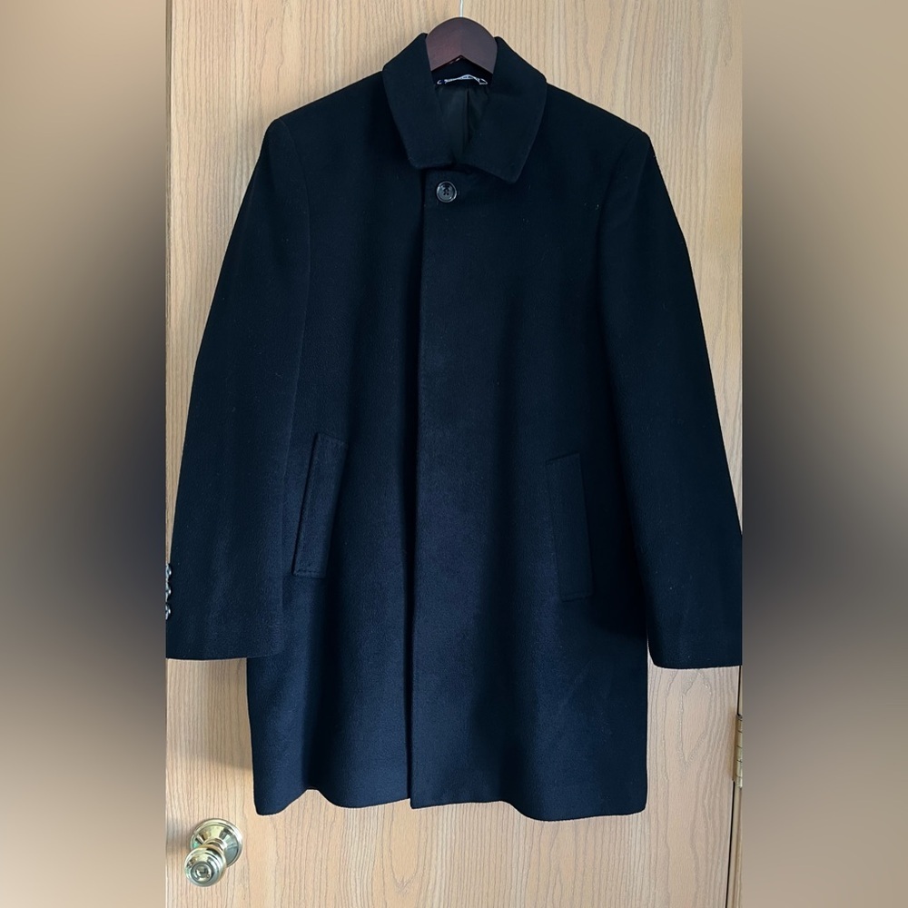 BOUCHERON Paris | Mens SZ 44 | Black Wool Cashmere Overcoat Jacket